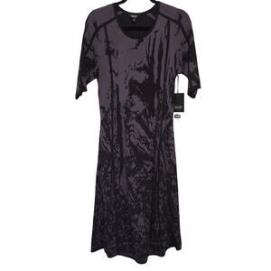 Simply Vera Vera Wang Black-Gray Abstract Knit Dress NWT Elbow-Sleeve L